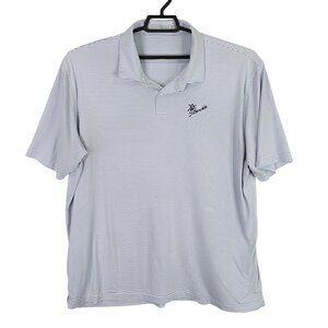 Mens Peter Millar White & Blue Striped Polo Shirt Short Sleeve Polyester XXL